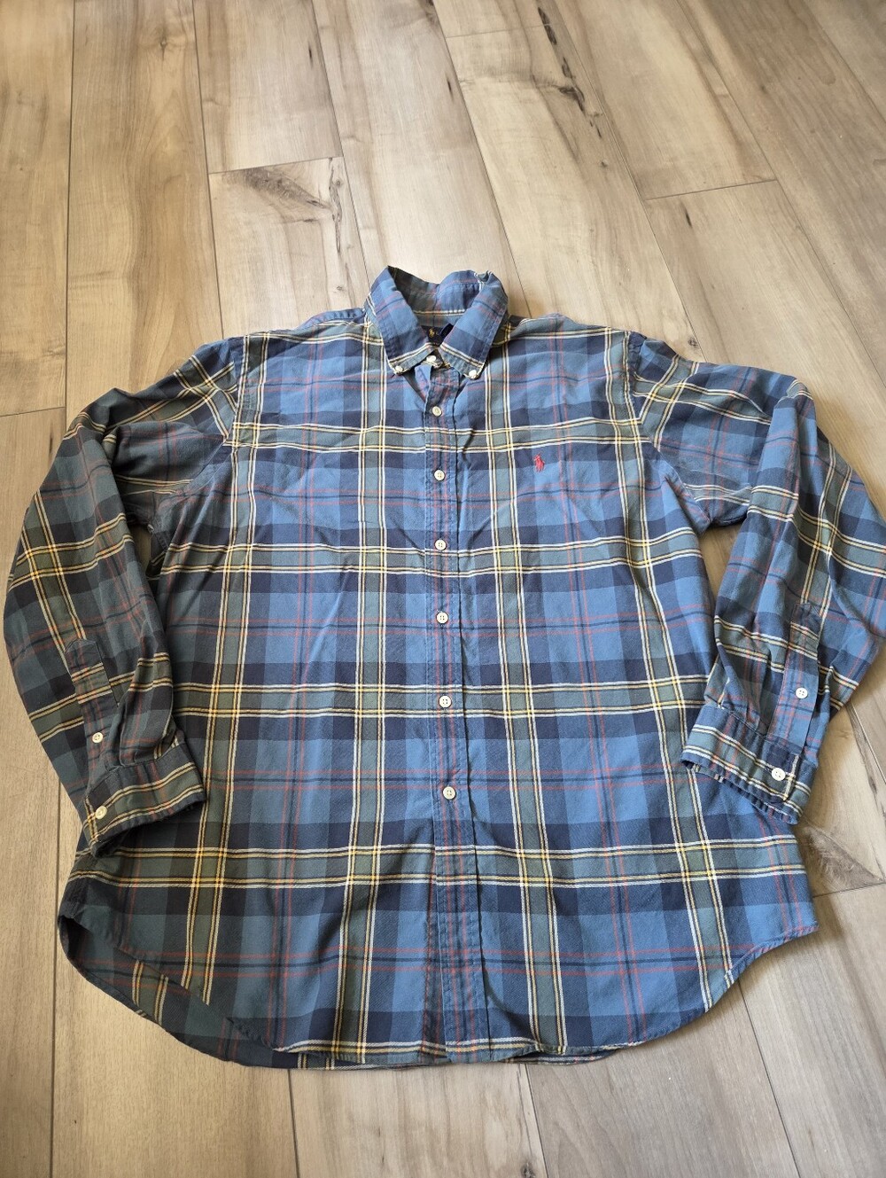 Ralph Lauren Men's Blue Plaid Button-Down Shirt